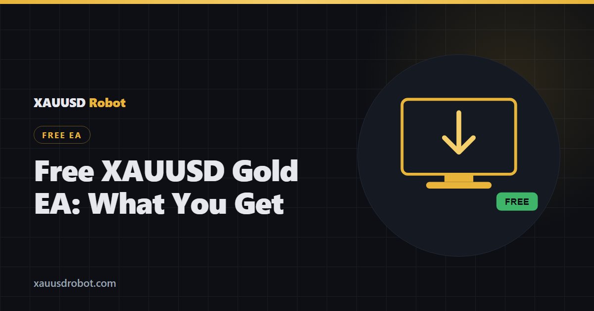 Screen with a download arrow and a FREE badge — getting the free XAUUSD gold EA