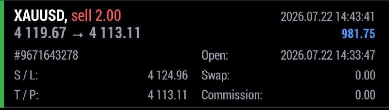 XAUUSD Robot live trading result screenshot from 2026-07-31